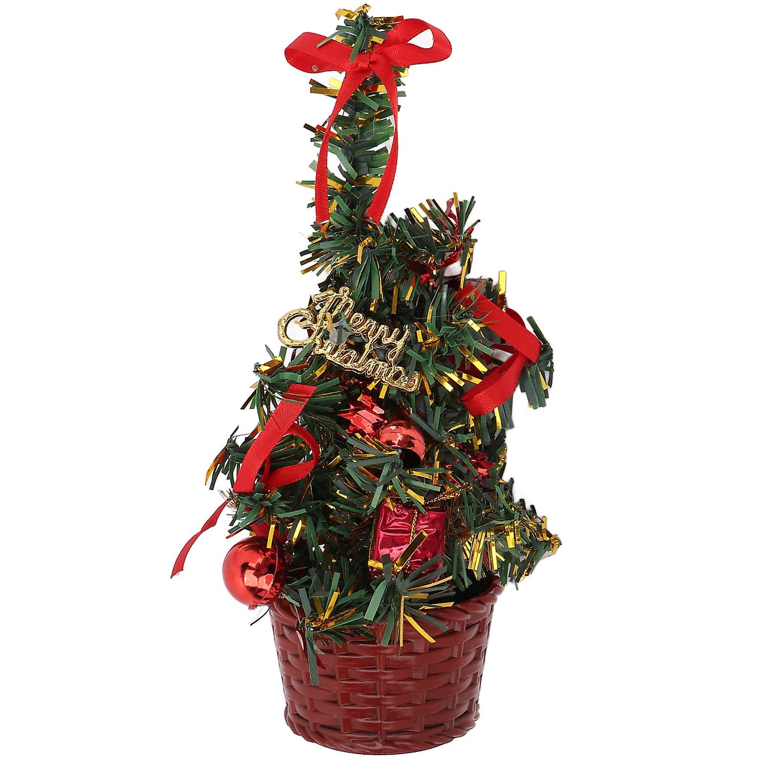 GPB Tabletop Christmas Tree Cute Crafted with Stable Base Waterproof Mini Artificial Christmas Tree 7.9in Red