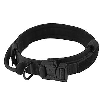 Dog Training Collar Professional Nylon Webbing Neck Protection Adjustable Pet Collar for Medium Large Dogs Black L