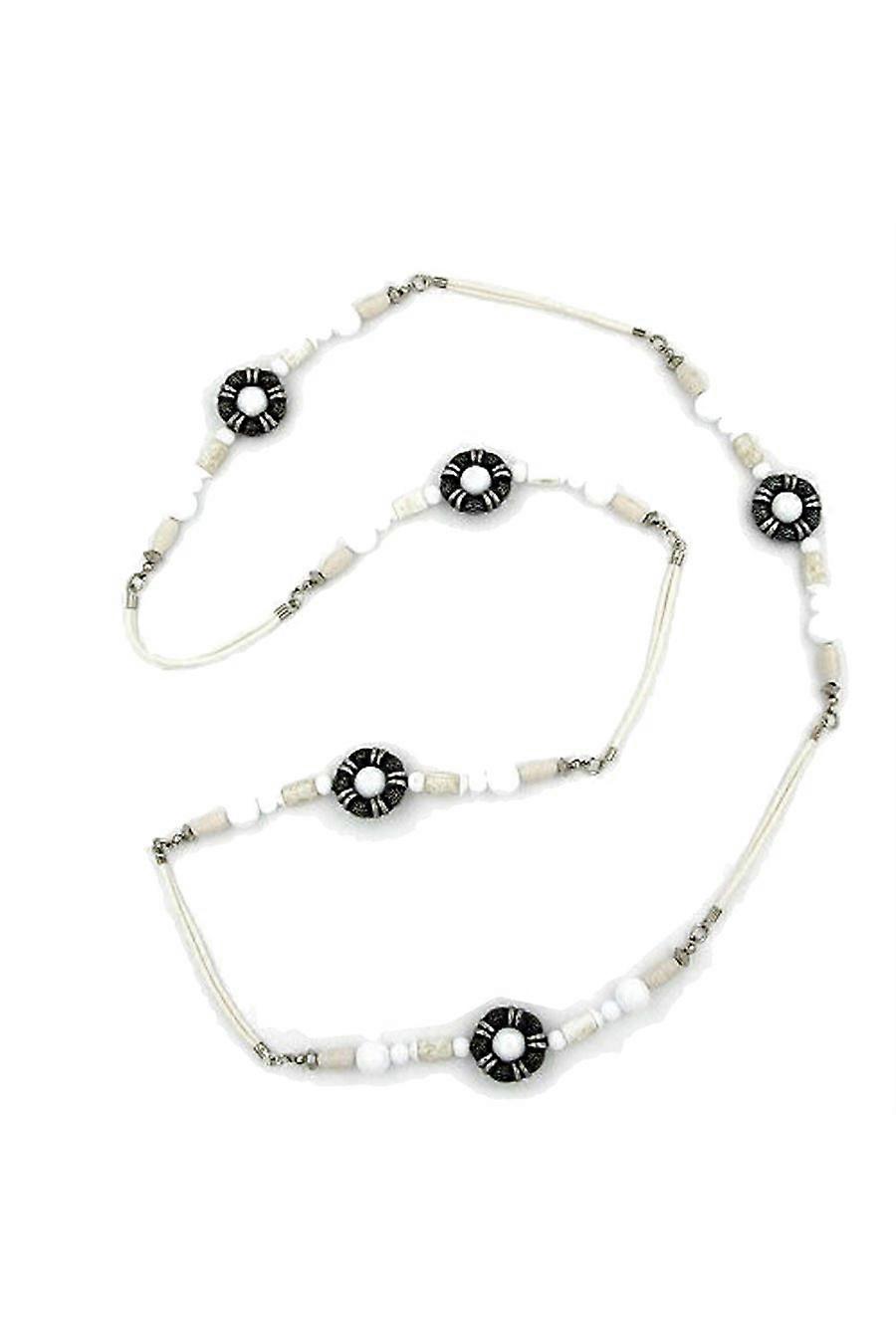 Necklace Beads White-silver-tone 108cm - Gl04897