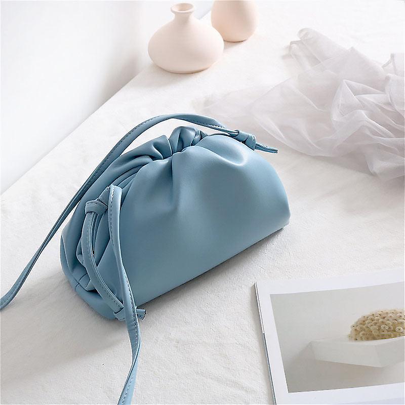 Ladies Women Leather Handbag Cloud Elegant Pleated Dumpling All-match Shoulder Crossbody Bag