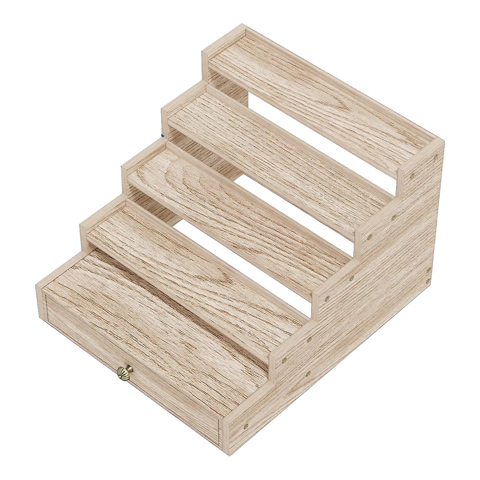Perfume Organizer for Men Multipurpose Countertop Shelf with Drawer Sturdy Wooden Display Riser Stand for Craft Figurine