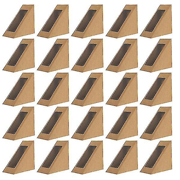 50 Pcs Clear Container Triangle Dessert Box Bakery Wrapping Box Sandwich Paper Box Cupcake Boxes