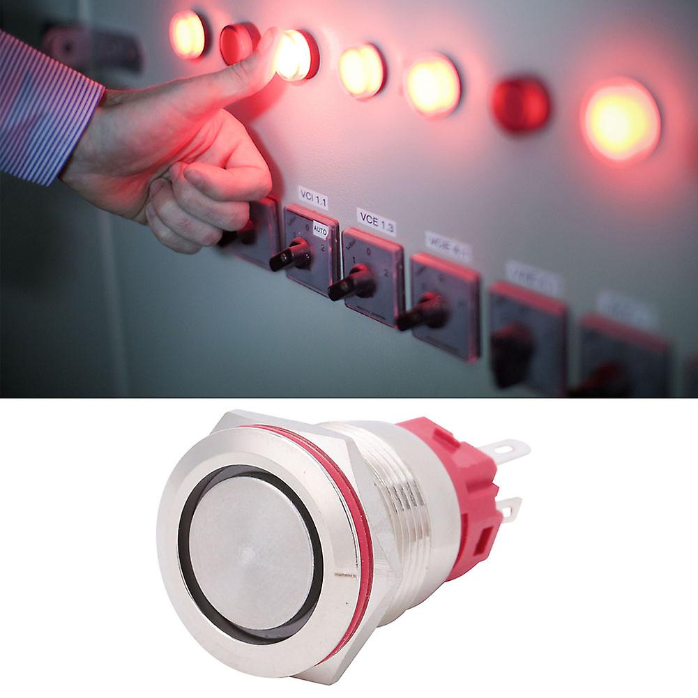 Interrupteur à bouton-poussoir en métal DC9 ~ 30V 19mm 1NO 1NC Interrupteur autobloquant avec LightRing Tête haute Autobloquant