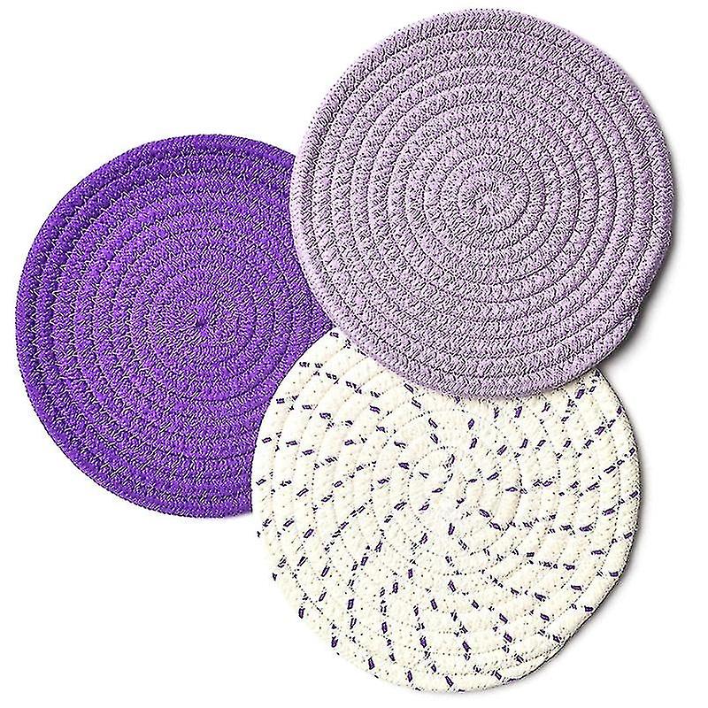 Potholders Trivets Set Thread Weave Coasters,compatible With Baking Purple Series