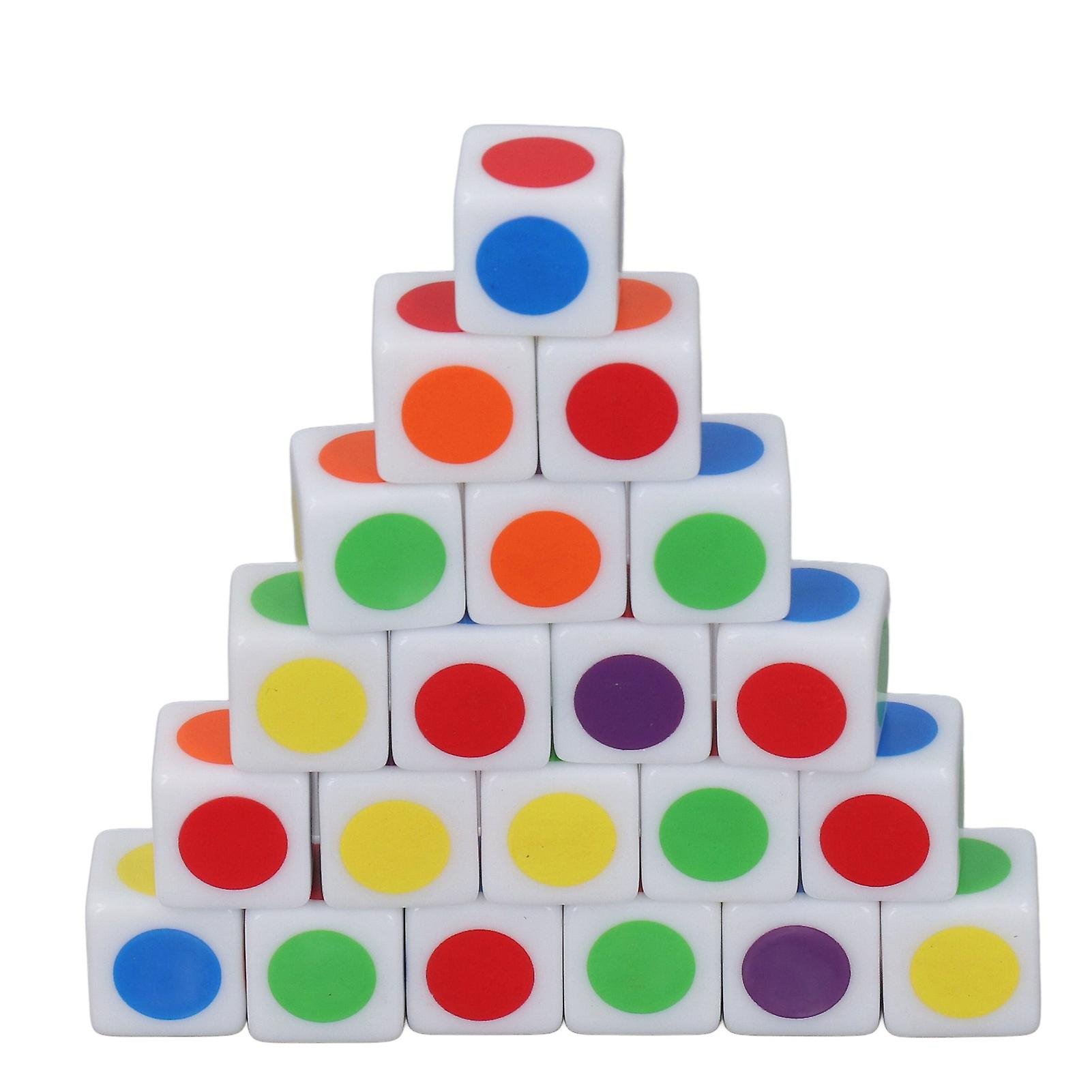 24Pcs 16mm Six Sided Dice Teaching Primary and Secondary Colors Color Dot Dice For Learning Playing 