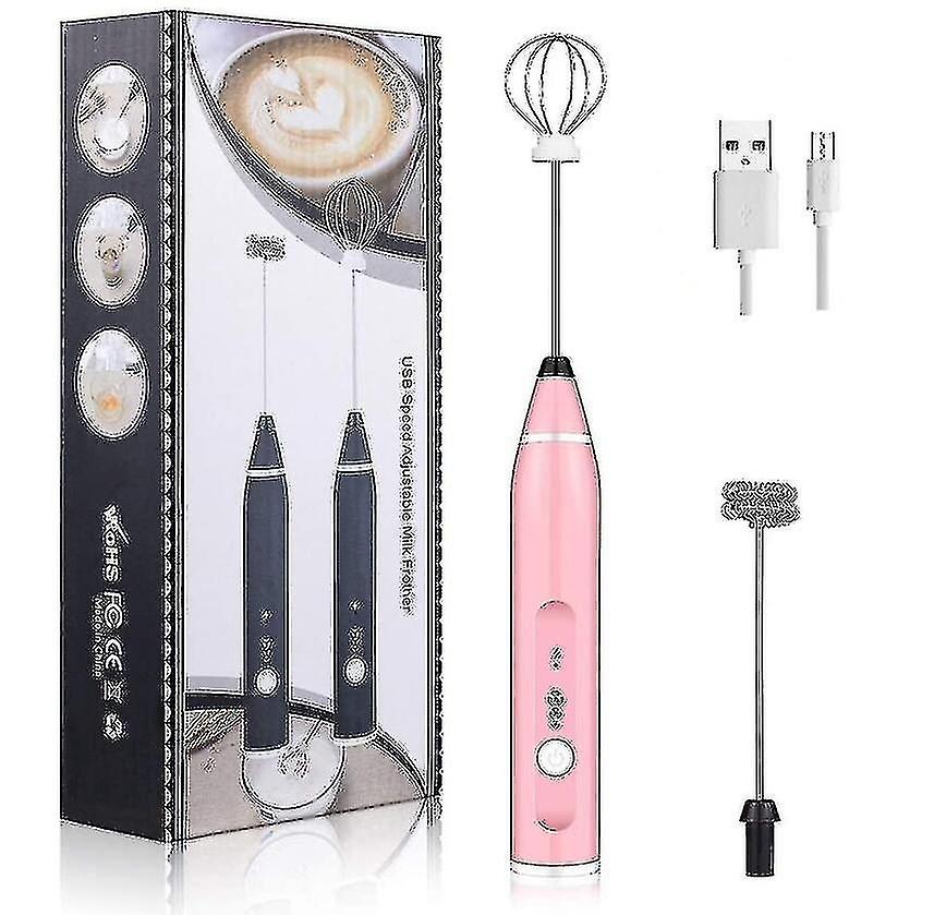 Electric Milk Frother Handheld Frother USB Egg Whisk Rechargeable Beverage Blender 3 Speed