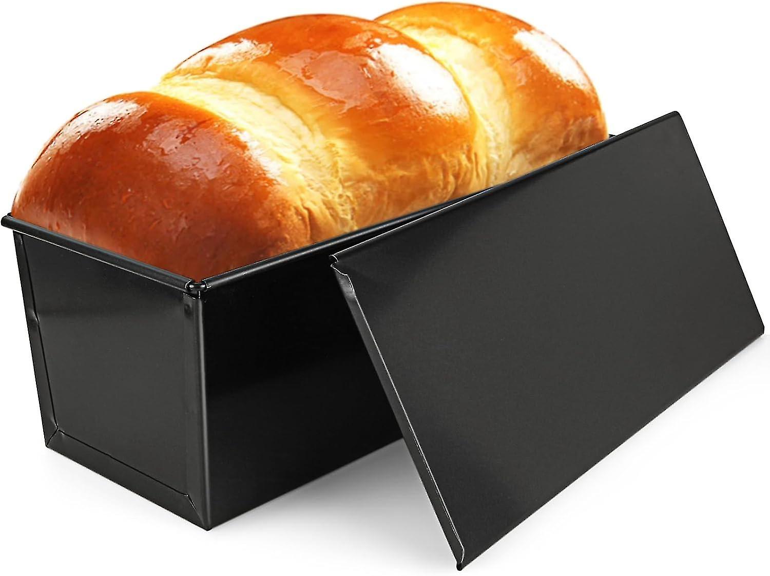 2lb Loaf Tin with Lid, Non Stick Loaf Tins, Large Bread Tin, Toast Mold Corrugated loaf Pan