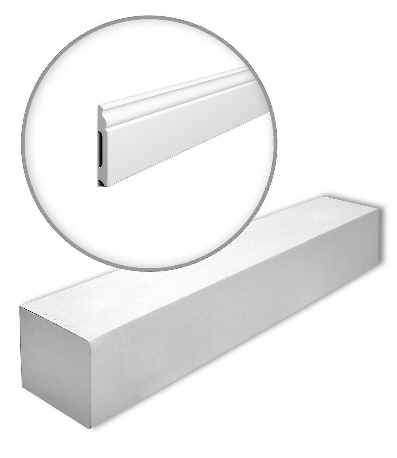 NMC 10 x Sockelleiste FB2F-box 20 Meter WALLSTYL Extrudiertes Polystyrol (HDPS) 200 cm weiß endbeschichtet mit weißer Farbe (RAL 9016) leicht, extrem