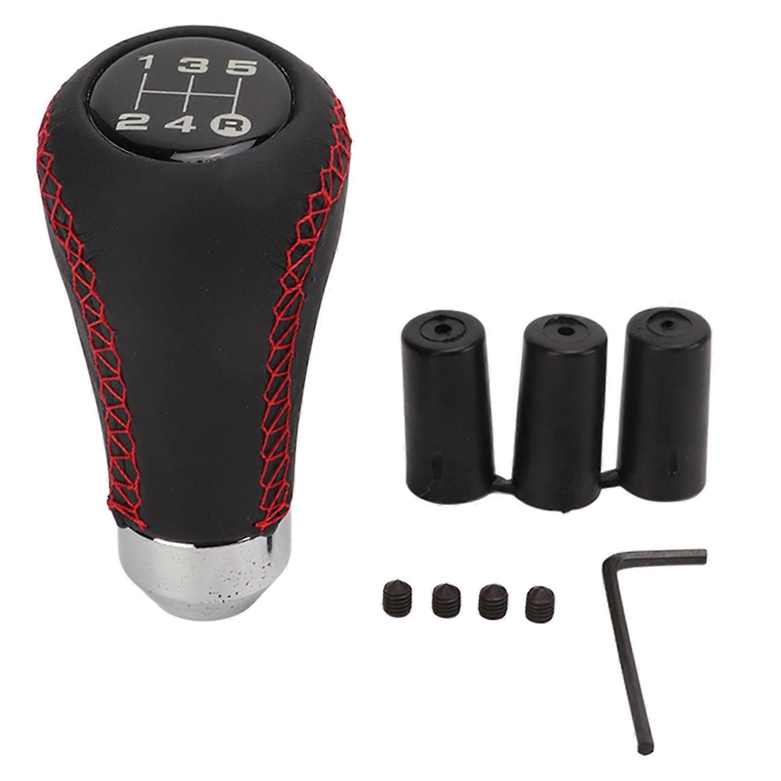 Gear Shift Knob With 3 Adapters 5 Speed Abs Artificial Leather Universal Gear Stick Head For Car