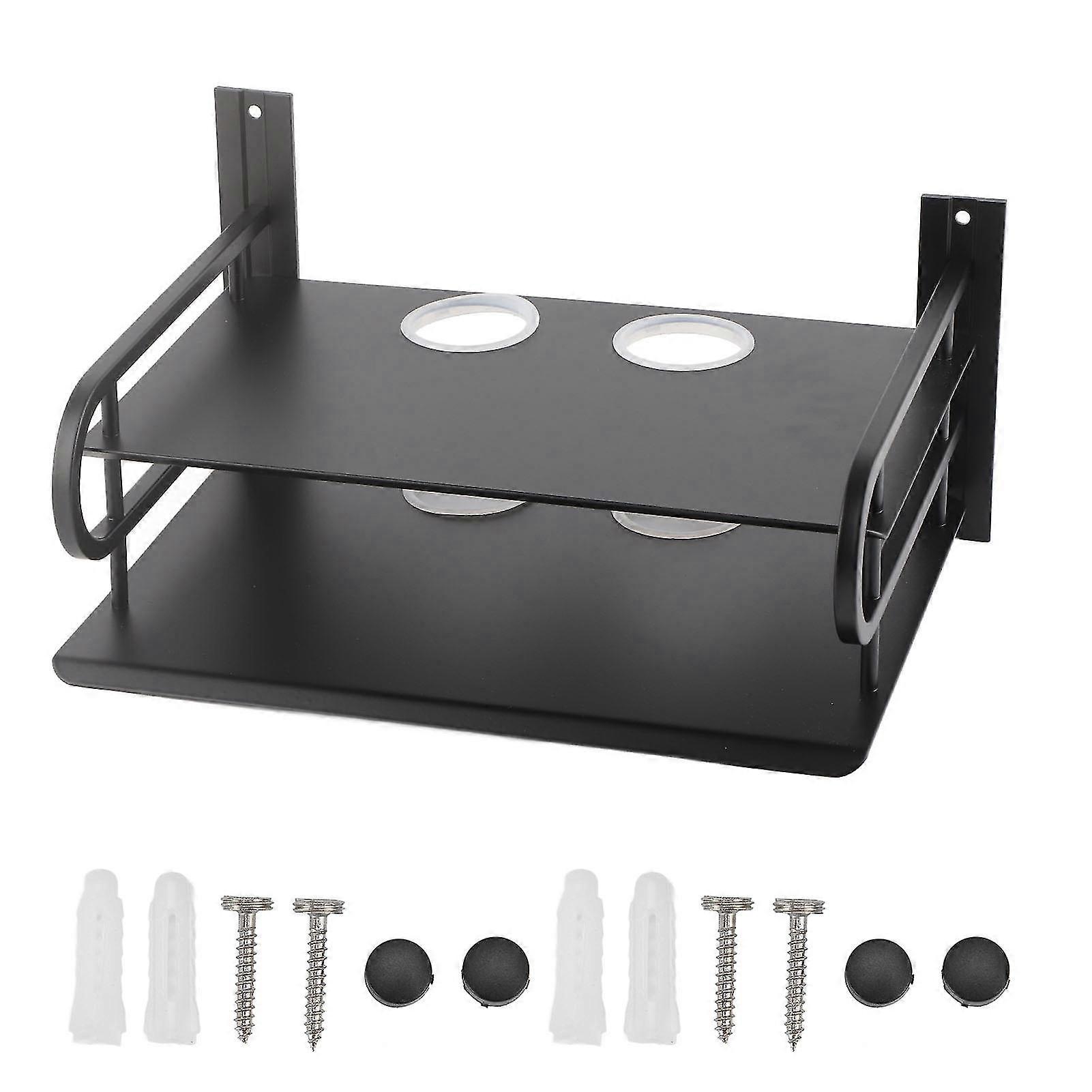Double Layer Wall Mounted Shelf for TV Box, Router, DVD and Cable Box - Household Organizer