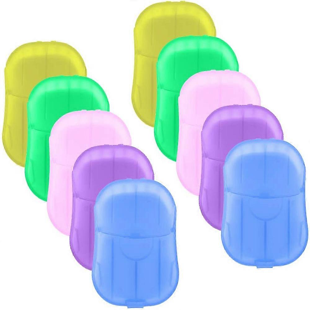Extsud Soap Paper / Sheets, Disposable Paper Soap, Portable Mini Paper Soap With Plastic Box For On The Go, Travel, Camping, 10 Boxes each with 20 She