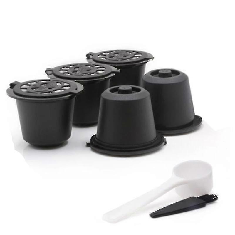 5 Reusable Capsules Refillable Coffee Capsule Filter With Coffee Machines With Coffee Spoon Brush