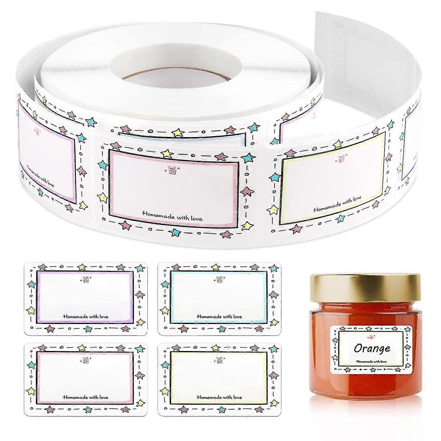 1 Roll/500 Pcs Labels For Jars, Food Freezer Labels Self Adhesive Jam Jar Labels