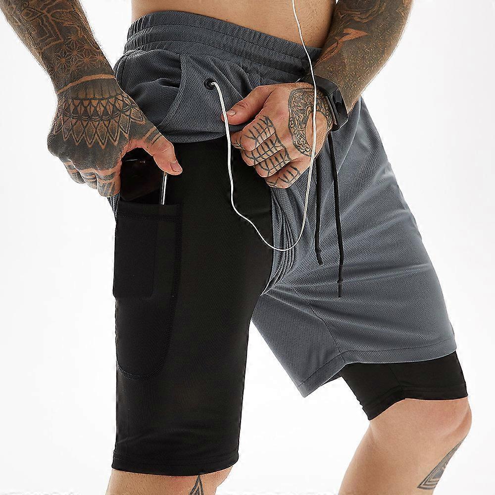 Men's swimming trunks with compression liner 2 in 1 swimming shorts
