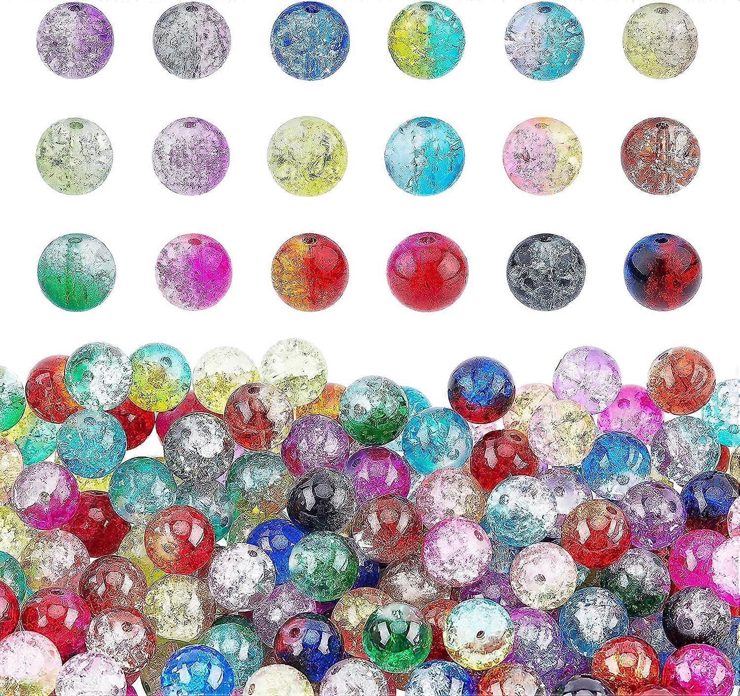 18 Colors 10mm Crystal Beads 270pcs with Scissors Elastic Crystal Thread Beading Needles for Necklace