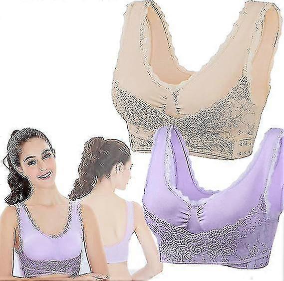 2pack Comfy Corset Bra Front Cross Side Buckle Lace Bras