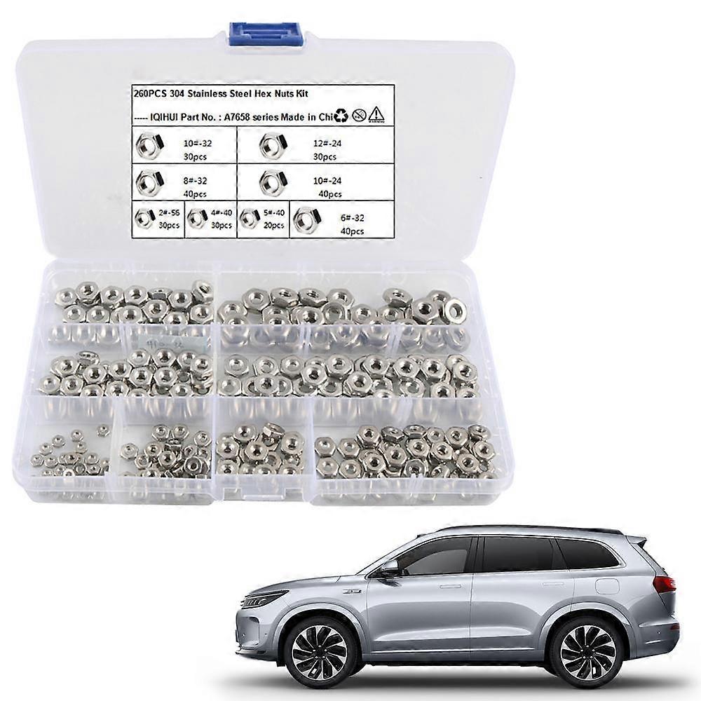 Stainless Steel Hex Nuts Kit, Metric Fasteners Hardware Heavy Duty Replacement Nut for Mechanism