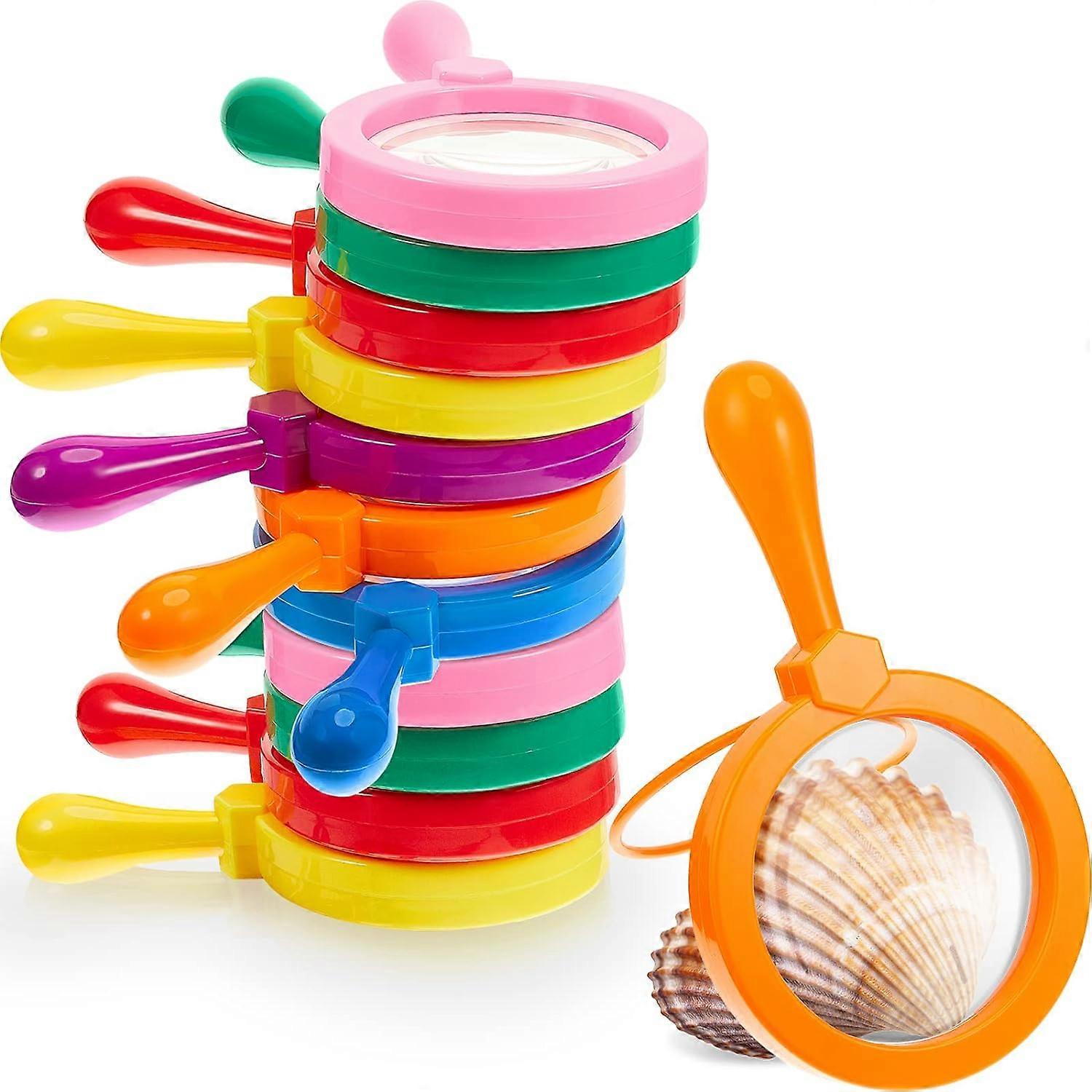 Set of 12 Magnifying Glass with Stand Easy Grasp Jumbo Magnifiers 3X Magnification Exploration Science Kits Magnifier Toy Preschool Learning Toys for