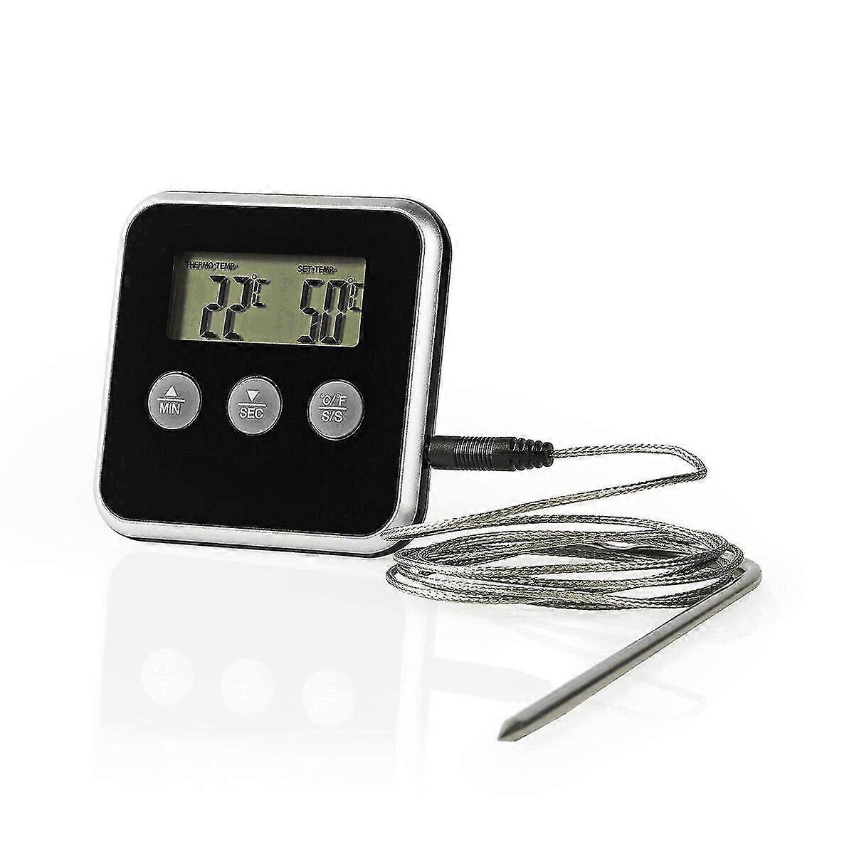 Thermometer Instant Read Thermometer Digital Cooking Thermometer Candy Thermometer Bbq Grill Thermometer Clock Timer1pcsblack