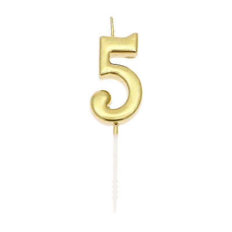 Gold Glitter Happy Birthday Numeral Candles Number Candles Cake Topper Decoration For Adults Kids Party (Number 5)