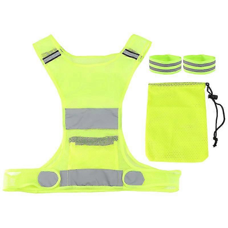 1pc Adjustable Safety Vest Security High Visibility Vest Reflective Visibility Cloth For Outdoor Running Riding (Fluorescent Yellow)