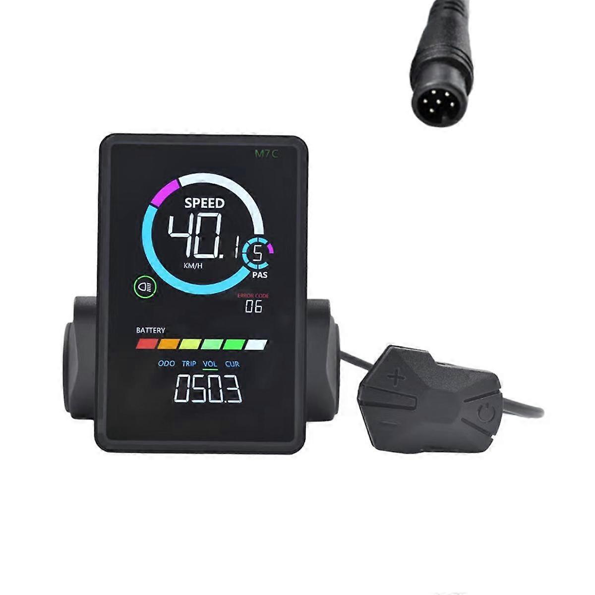 M7C-2 Electric Bike LCD Display Meter 24V 36V 48V 60V E Scooter LCD Panel with USB UART for Mountai