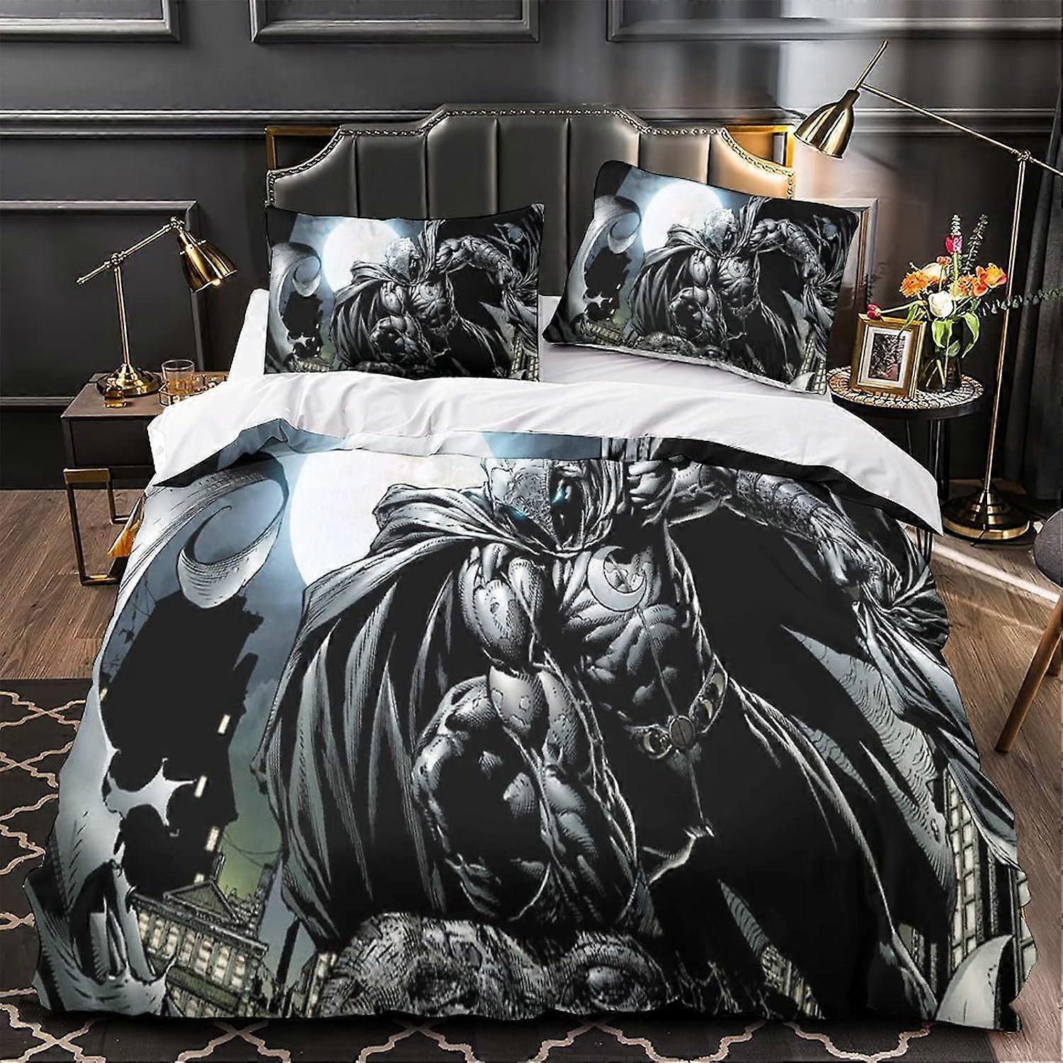 غطاء لحاف مون نايت غطاء لحاف مطبوع سوبرهيرو مع سحاب ، فراش مارفل مع أكياس وسائد ، ستوكات مزدوجة 135*200 سم