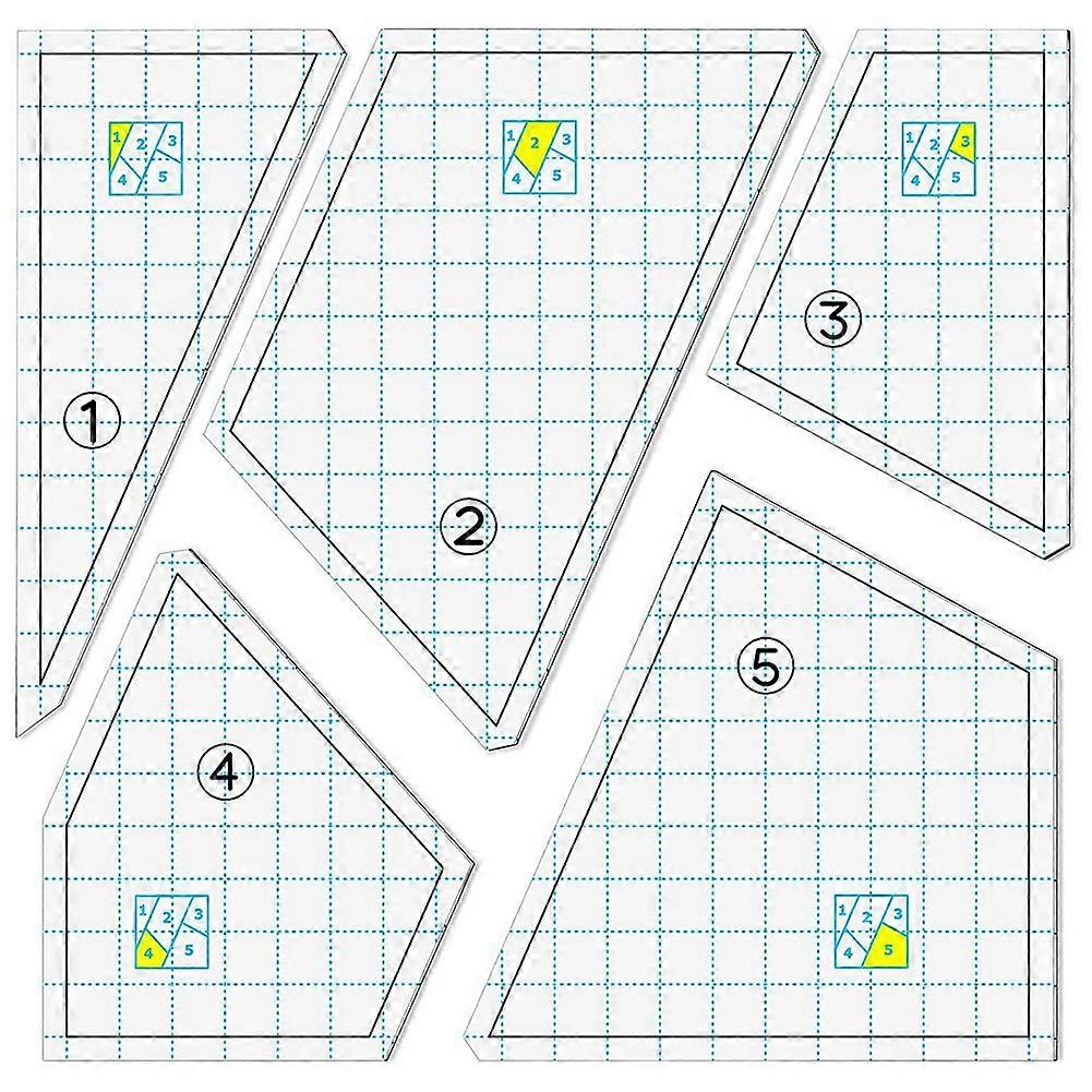 5 Pieces Quilting Template Set Sewing Machine Ruler DIY Hand Patchwork Quilting Ruler Quilt Templat