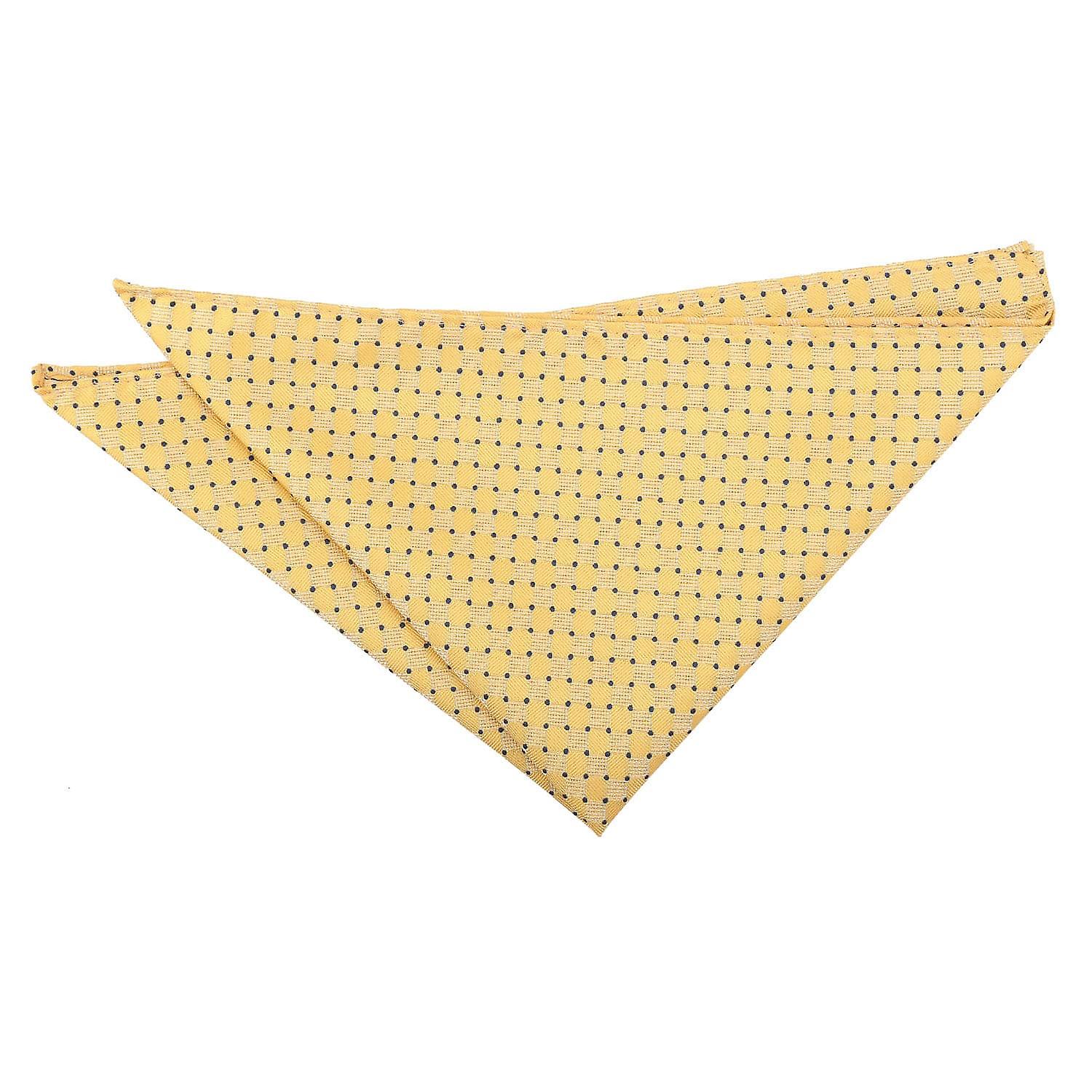 Yellow and Navy Geometric Pin Dot Pocket Square