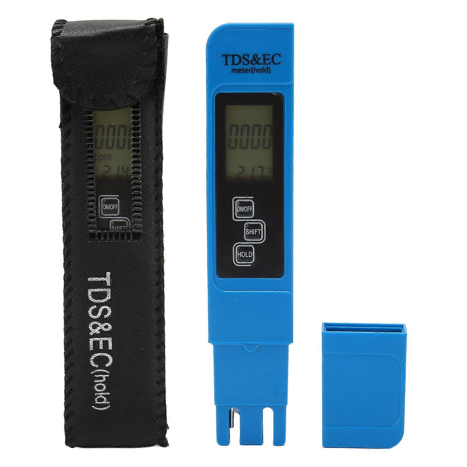 TDS EC Water Tester 3 Keys Backlight Easy to Read Water Tester Digital for Fishbowl Well Water Blue