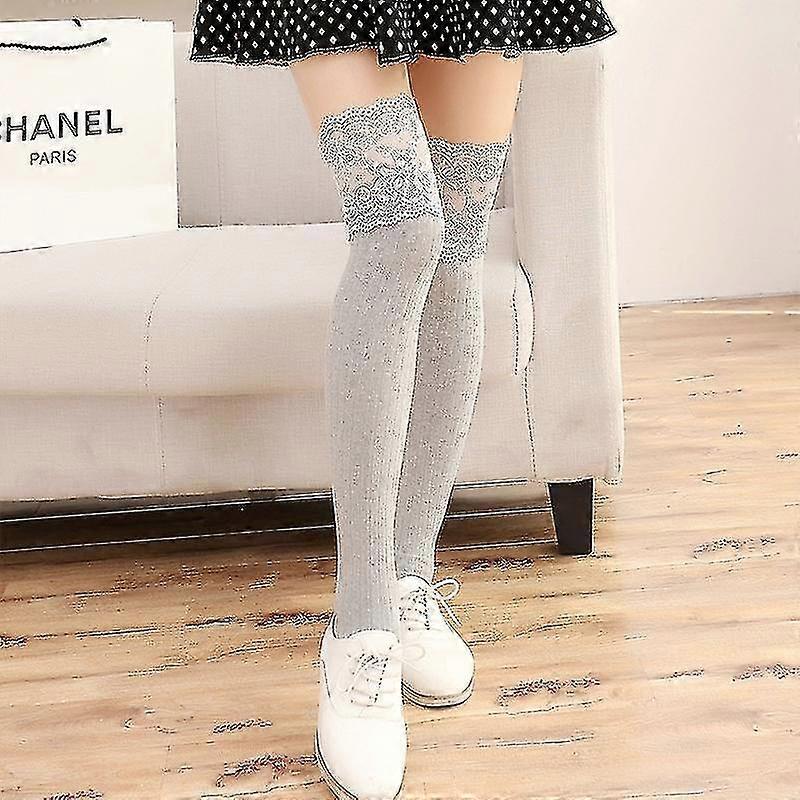 ירך סרוגה לנשים גבוה מעל גרביים תחרה גרביים תחרה