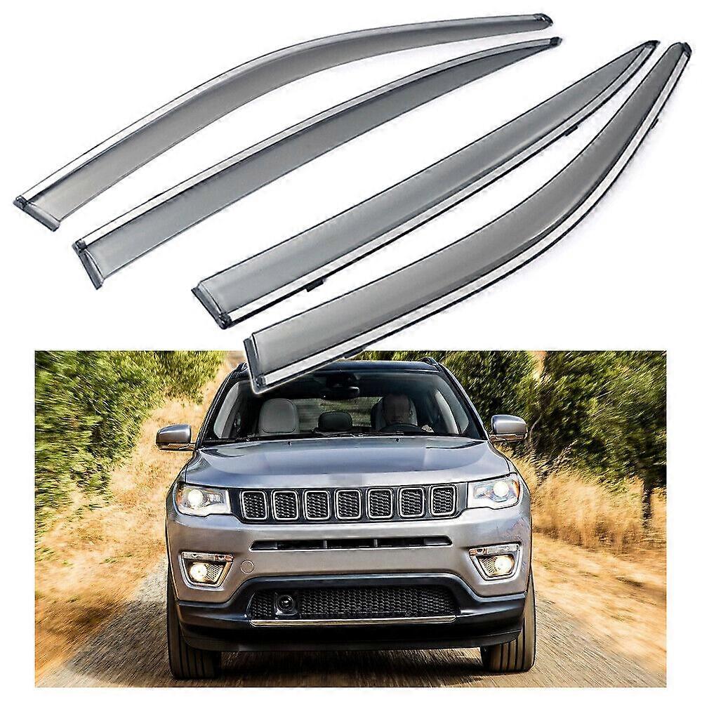 4Pcs Car Window Visor Vent Shade Deflector Sun/Rain for Jeep Compass 2018-2020