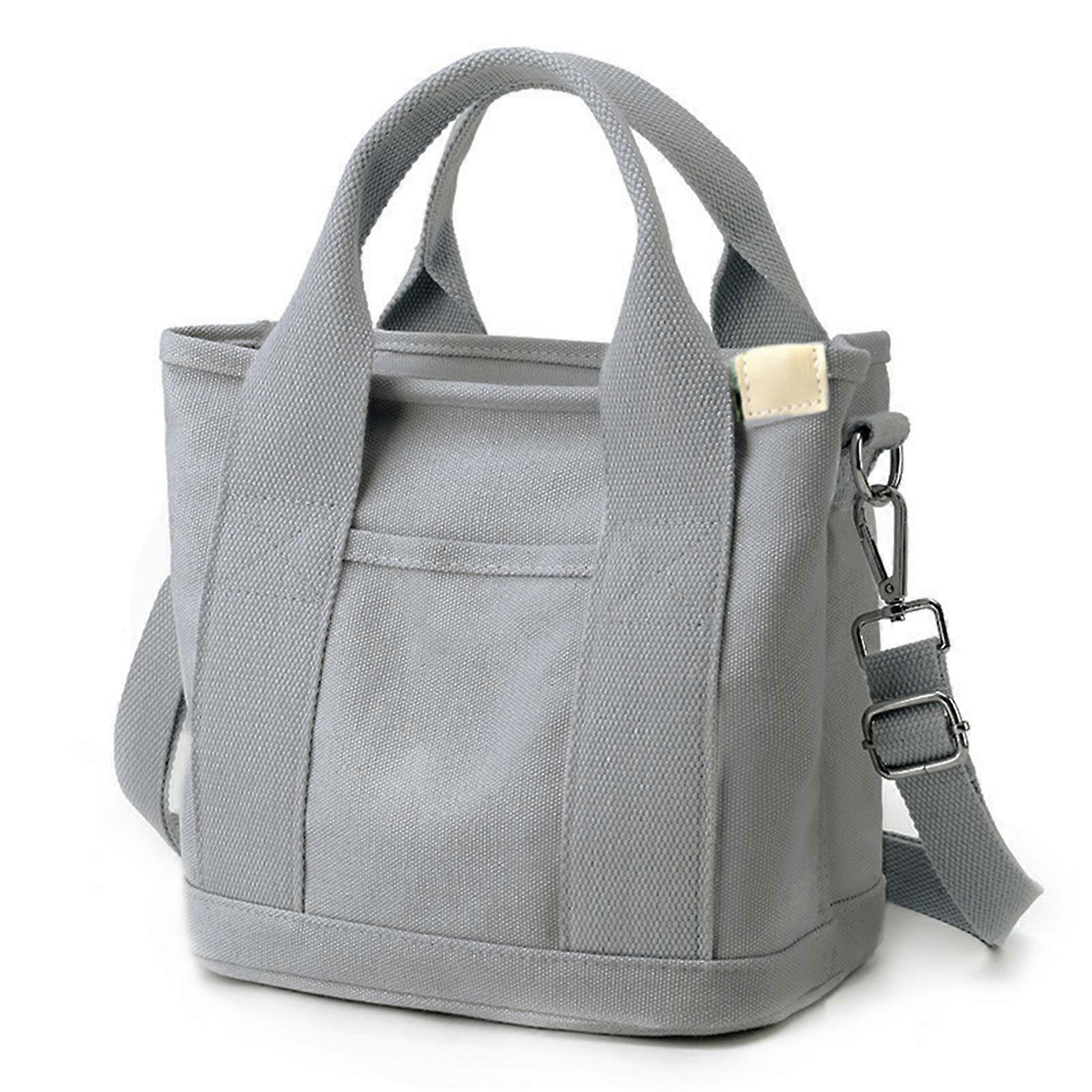Women\'s Canvas Tote Bag Canvas Handbag with Multi Inner Pockets Zipper Closure with a Pendant Solid Color