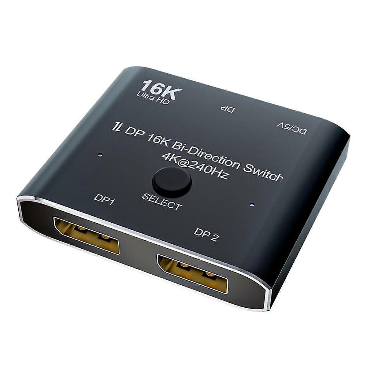 ממיר מפצל דו-כיווני DP16K 8K@120Hz 4K@240Hz עבור צגי מקור מרובים 16K DP