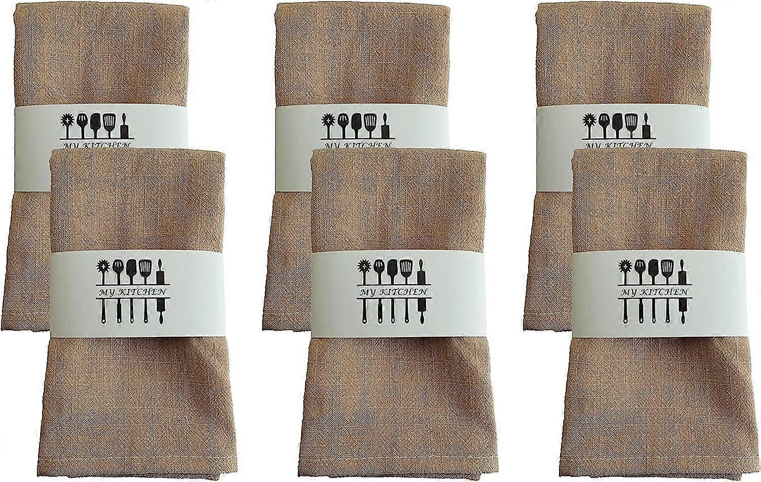 Set of 6 Rustic Natural Linen Napkins, Soft, Comfortable and Reusable for Wedding Party and Party DecorationKhaki,2024 Ping