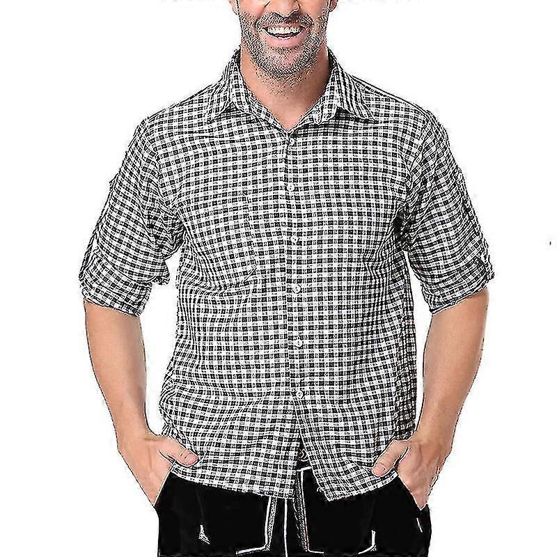 Erkekler Oktoberfest Bluz Rulo Kollu Tunik Gömlek Rahat Parti Üstleri Uzun Kollu Gömlek