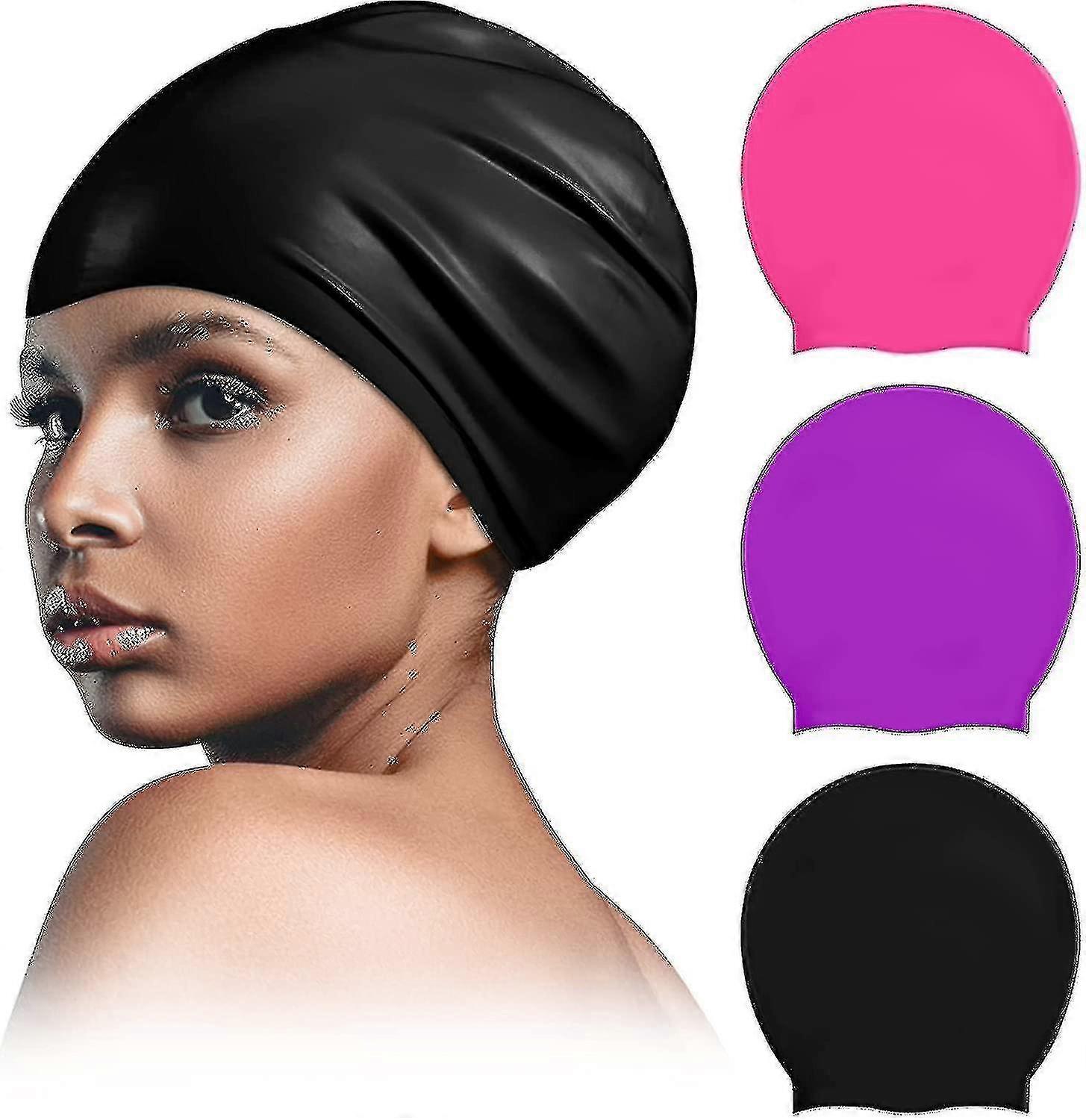 Extra Large Silicone Swim Cap For Long Hair Braids And Dreadlocks,waterproof Silicone Swimming Caps For Women Men Kids High Quality Zekai