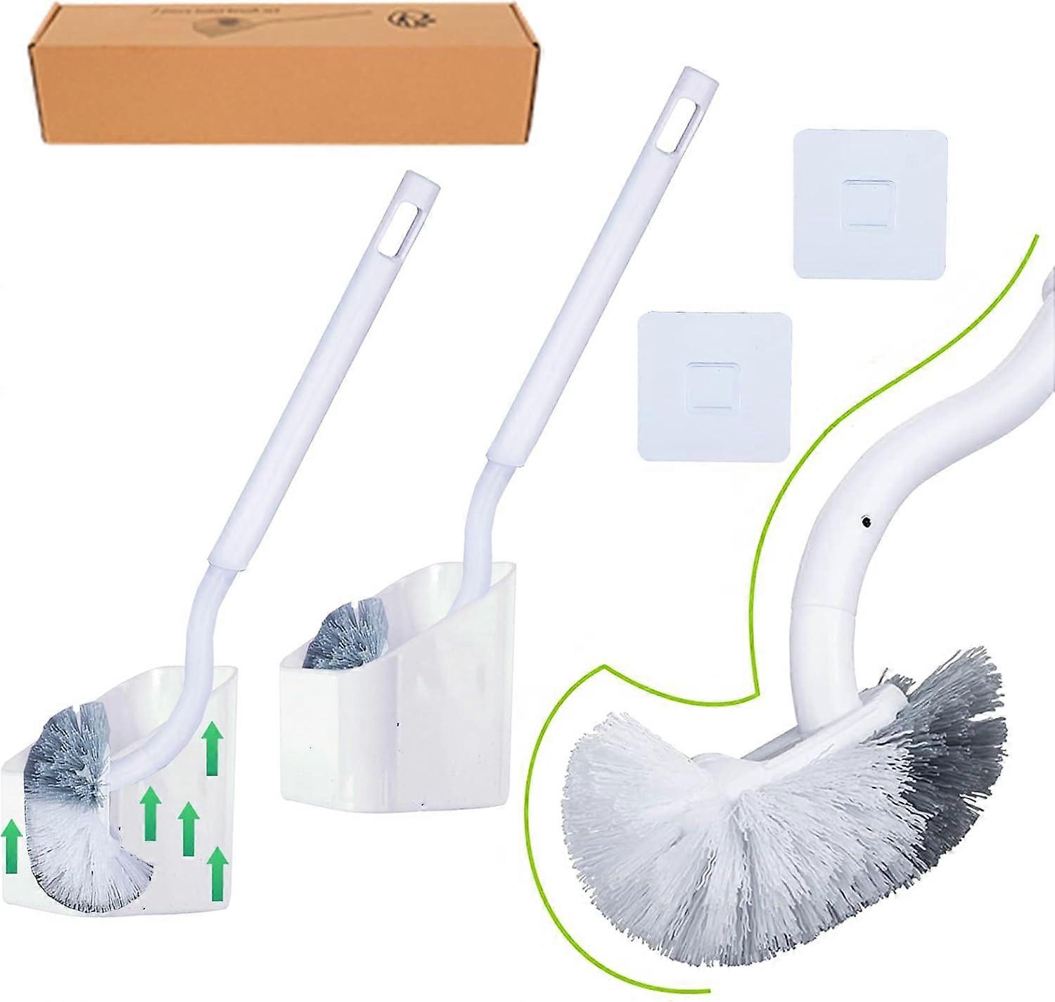 2Pack Toilet Brush and Holder, Bathroom Toilet Brush with Long Plastic Handle, Toilet Brush with Strong Bristles for Toilet Cleaning, Deep Cleaning