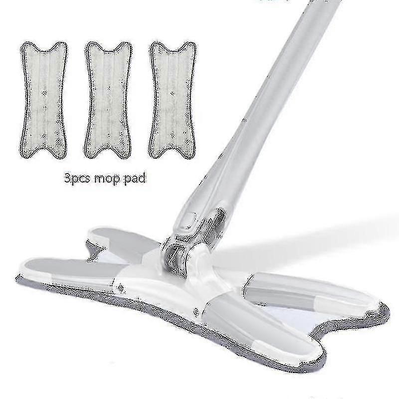 Flat Mop With 3 Replaceable Cloth Heads 360-degree Pressure Mop Household Cleaning Tool