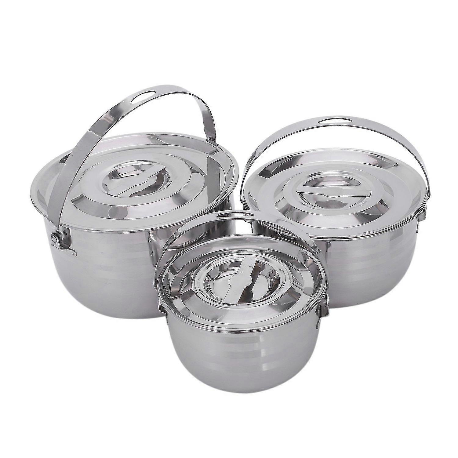 Camping Kochgeschirr Set Edelstahl Compact Lagerfeuer Kochtpfe und Pfannen  Robuste 3er Kochset fr | Fruugo DE