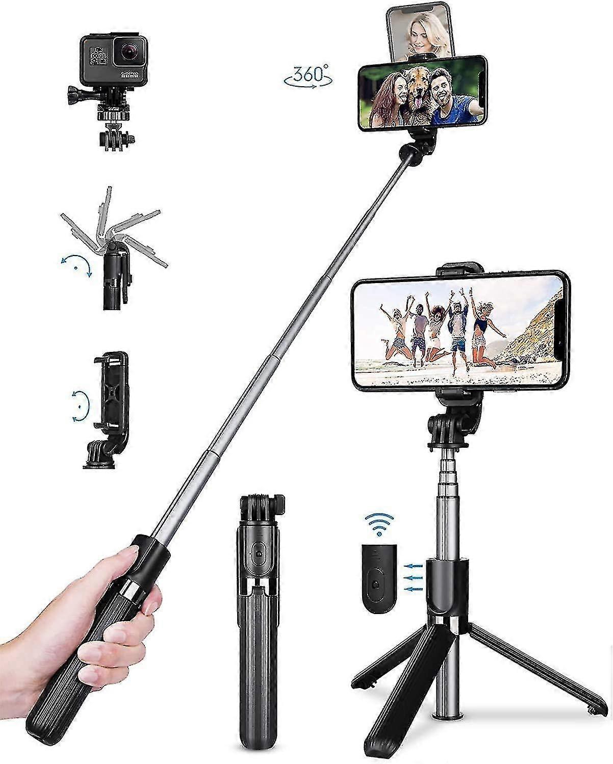 Selfie Stick Tripod-extendable Selfie Stick With Wireless Remote And Stand,portable, Lightweight,compatible With13 12 11 Pro Xs Max Xr X 8 7 6 Plus,ga