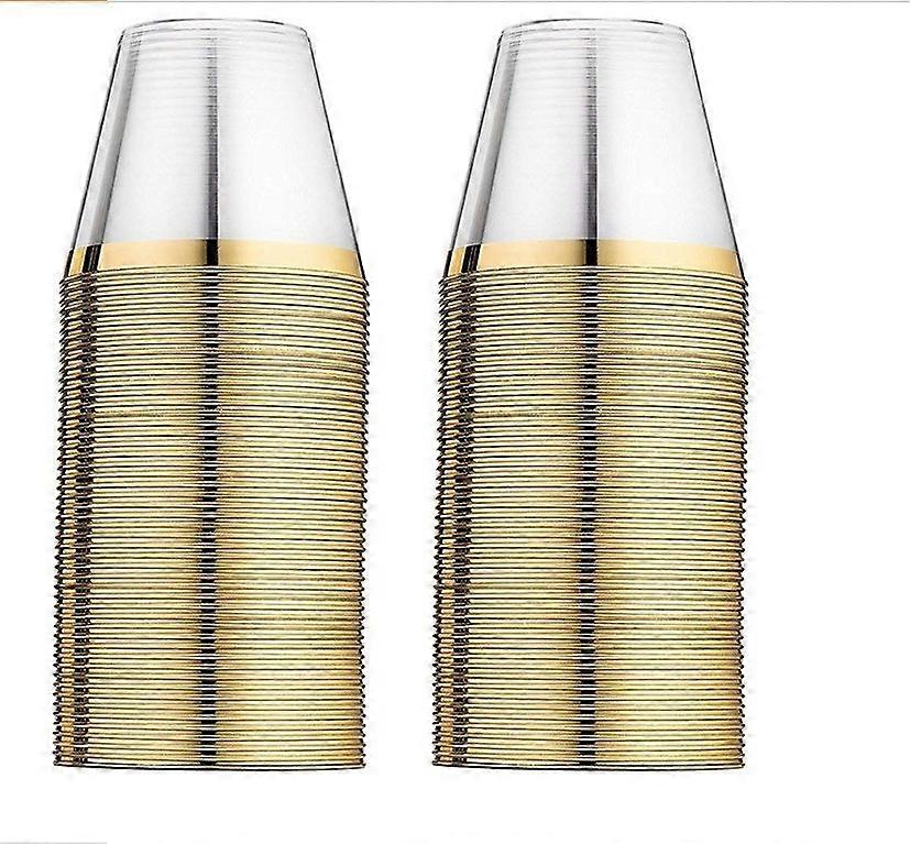 Gold Rim Tumblers (100 Pack) - Classy Plastic