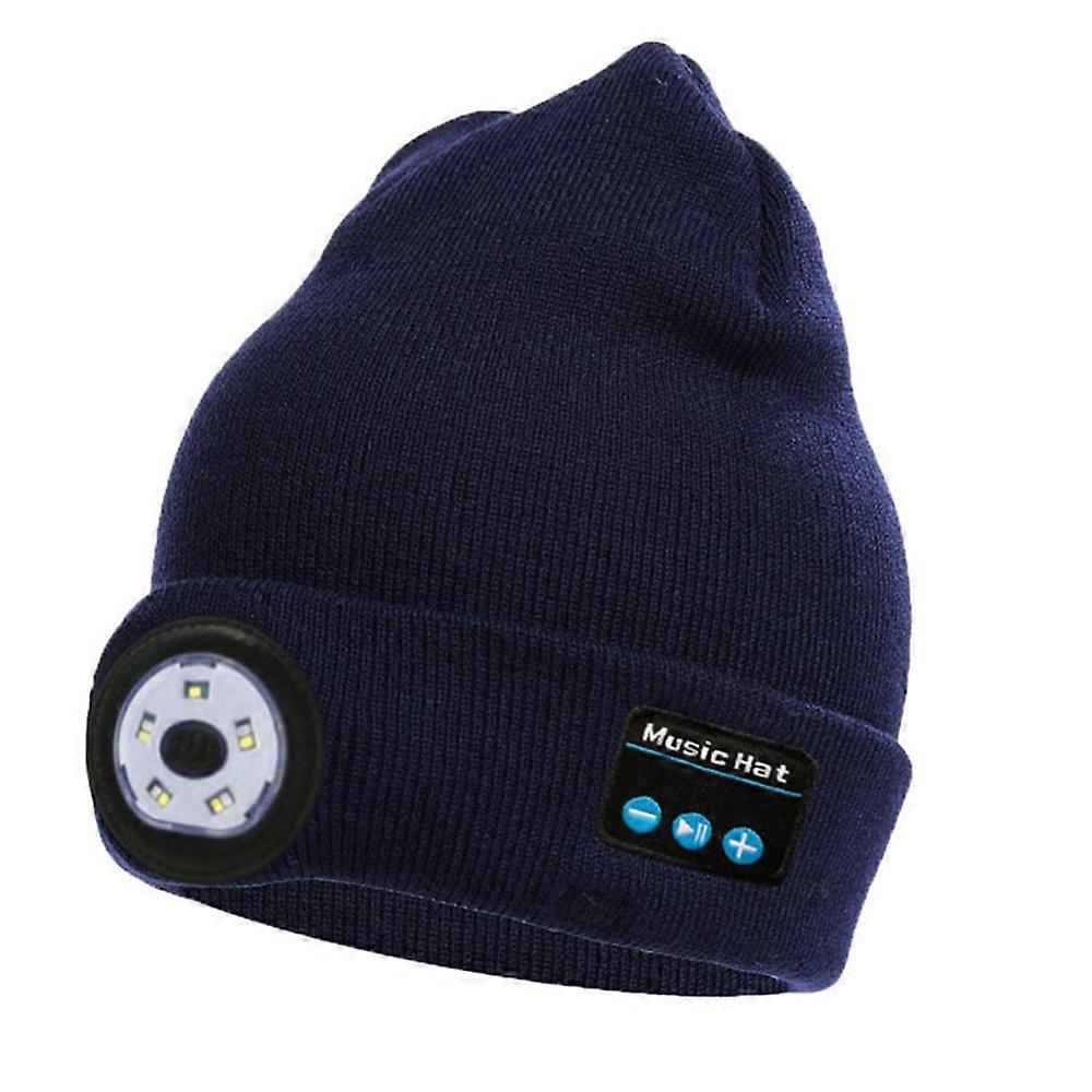 Wireless Bluetooth LED Light Knitted Beanie Hat Music Speaker with Mic