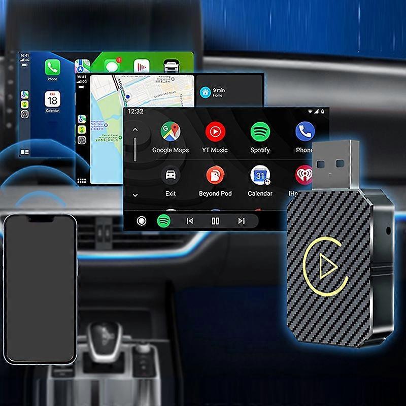 Mini USB 2-in-1 Wireless CarPlay Adapter Dongle For iPhone Apple Android Carplay