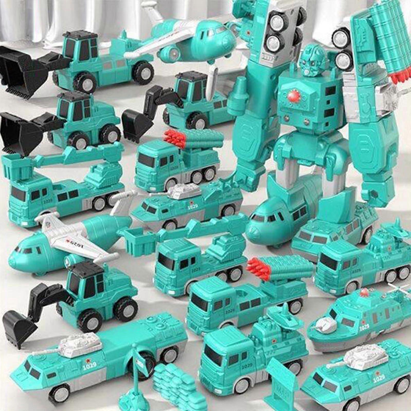35PCS Magnetic Transform Engineering Car Robot Giocattoli assemblati con scatola per bambini