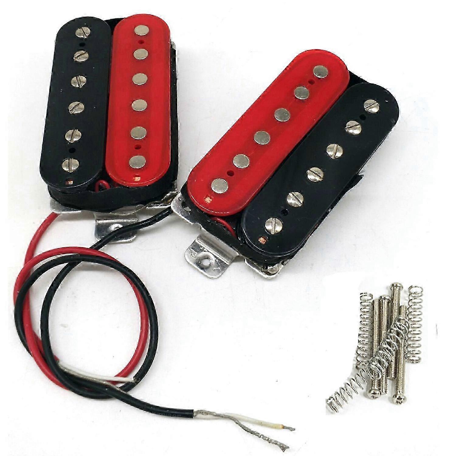 Elgitarr Pickup Dubbelspole Humbucker Pickup Stall & Hals Pickup Set Gitarrdelar Svart+Röd