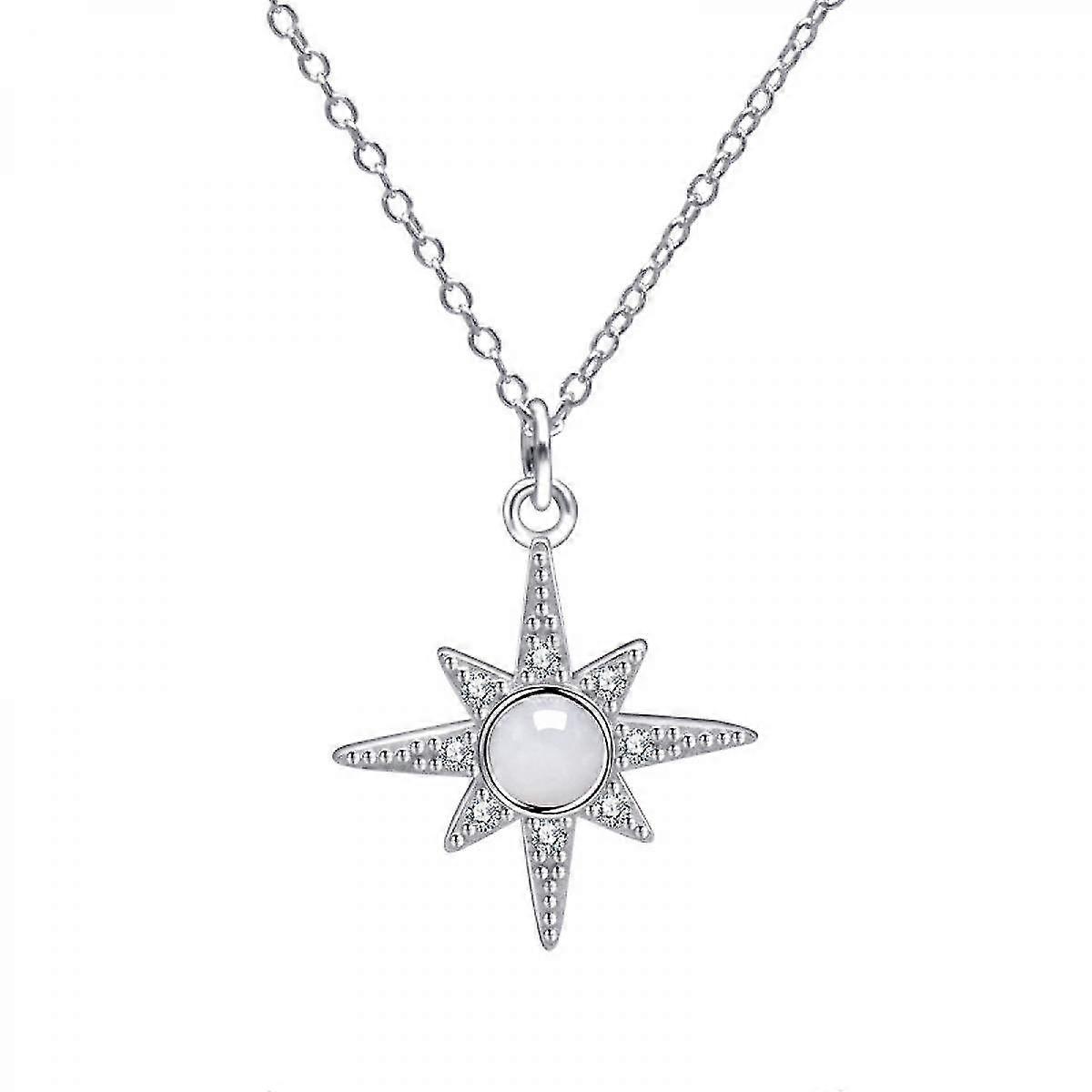 S925 Sterling Silver Lucky Eight-pointed Star Love Heart Necklace For Women Daughter Girlfriend Xq-xl304