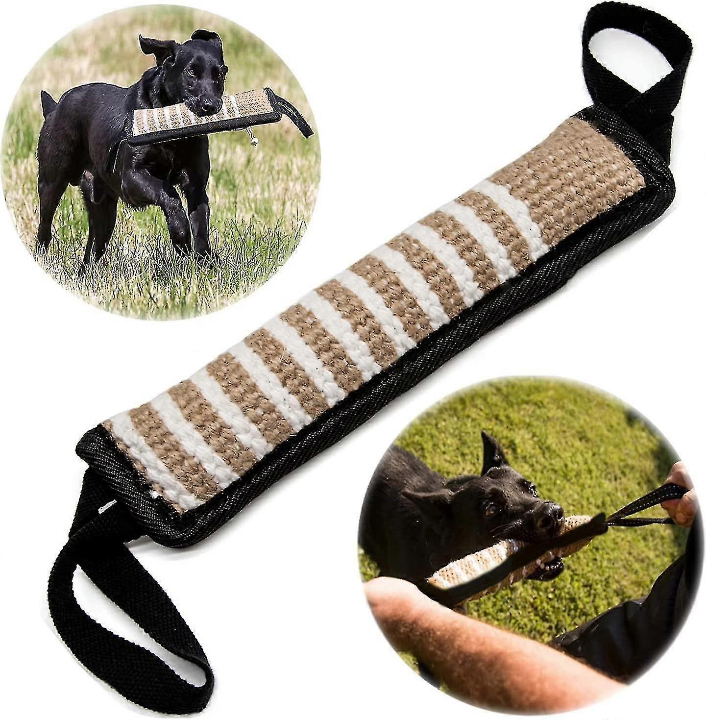 Dog Tug Toy, Dog Bite Jute Pillow Pull Toy With 2 Strong Handles, Puppy Training Interactive Play Training Toys
