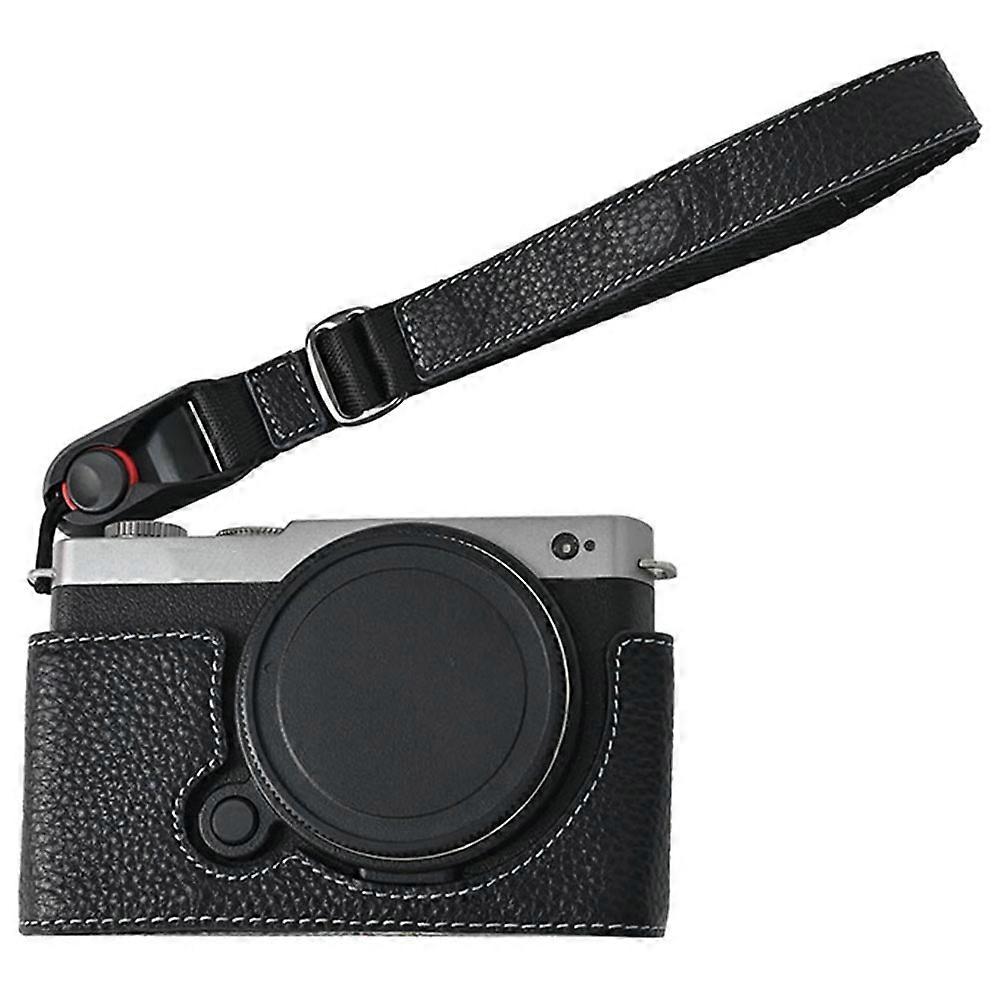 For Panasonic Lumix S9 Camera Case Large Opening Genuine Cow Leather Protector with Wrist Strap