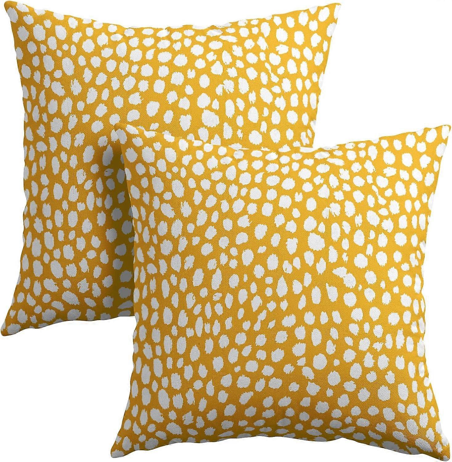 イエロークリームドット枕カバー20x20インチ自由奔放に生きるデザインポルカドットスロー枕カバー2つのモダンなトレンディなプリント枕カバーコットンリネンクッション株式会社のセット